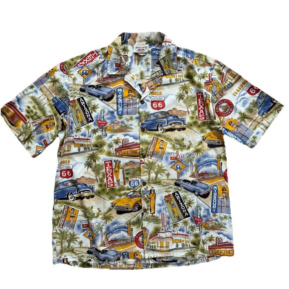 Other - VTG 90s Hawaiian Shirt Mens XL Pacific Legend Bikini Pin Up Girl Camp USA Made